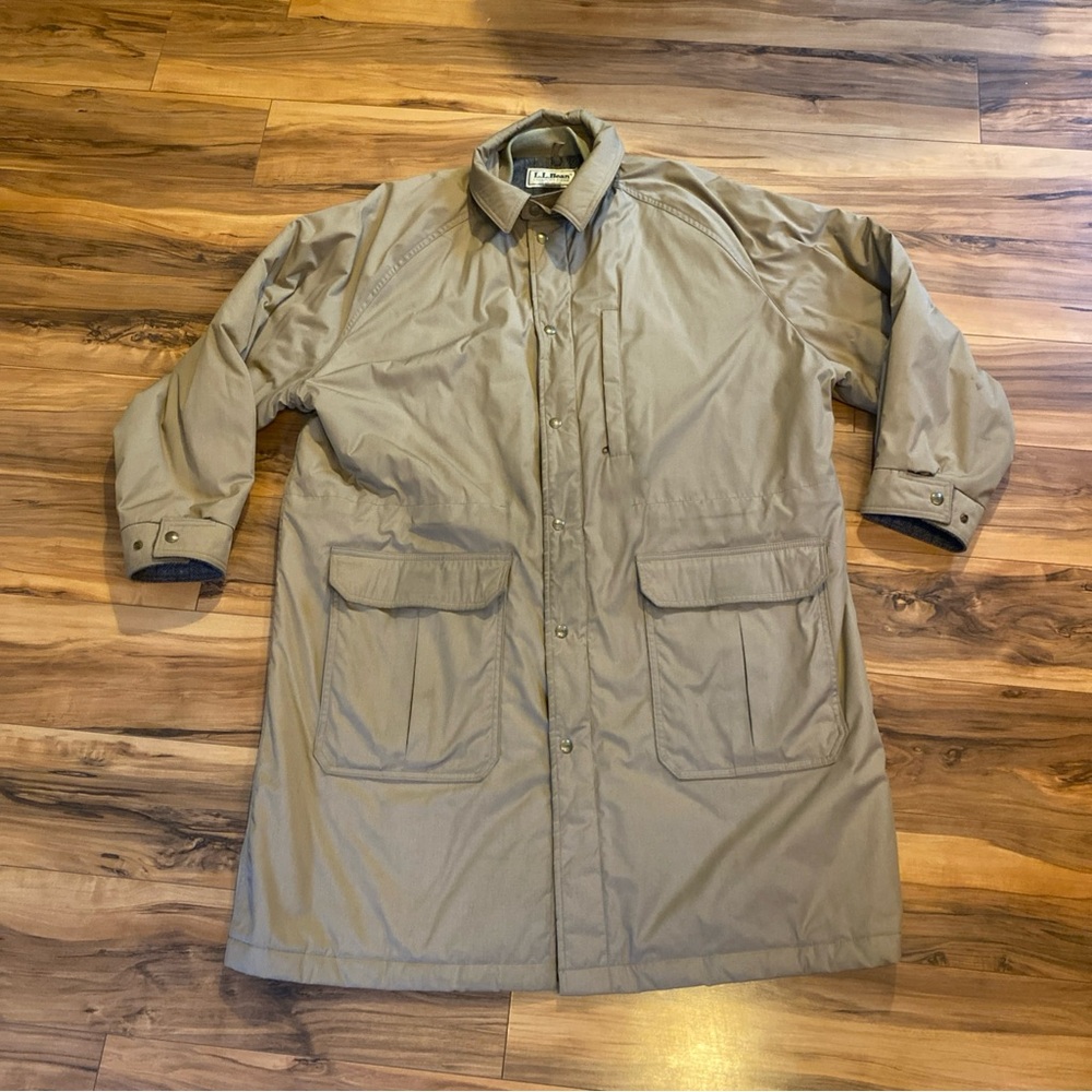VTG LL Bean Wool Lined Long Parka OverCoat Men’s Xl Khaki MADE IN USA 2595